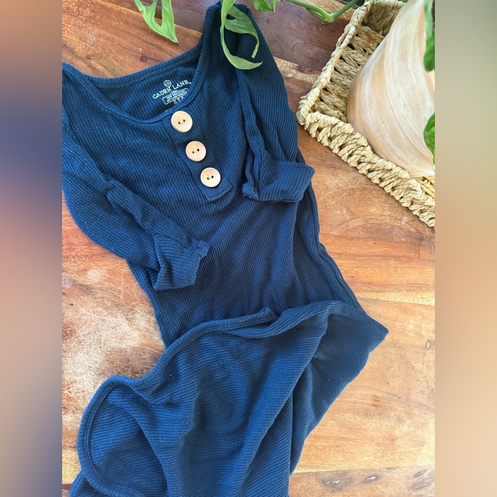 Caden Lane Navy Blue Ribbed Kids Outfit